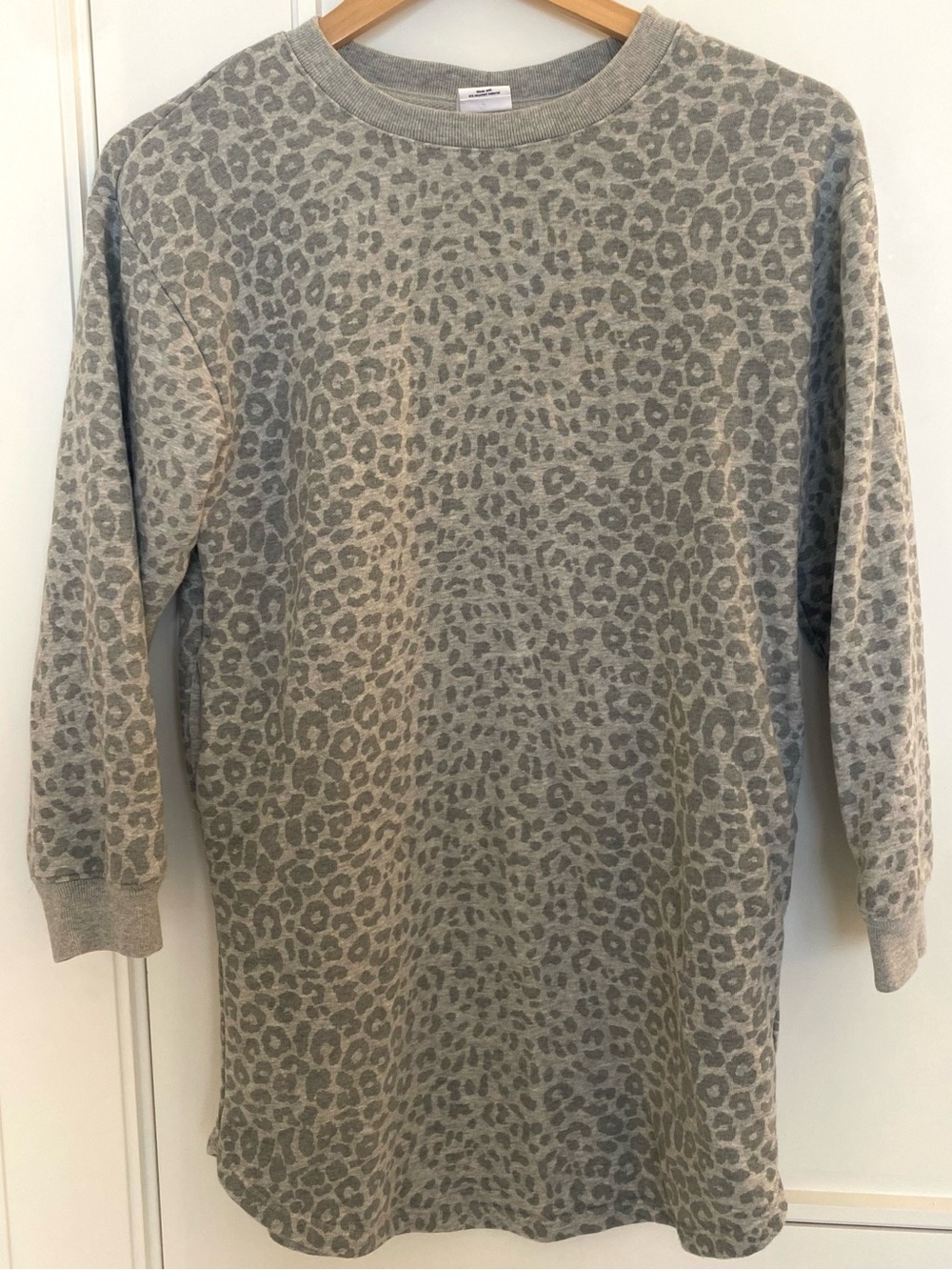 GAP Kids Grey Leopard Print Long Sleeve Sweater Dress